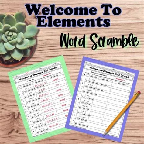 Welcome To Elements Word Scramble Activity Periodic Table Of Elements