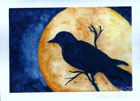 Moon And Crow Painting by Anne Olivier - Fine Art America