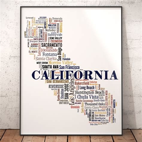 California Map Art California Art Print California State | Etsy