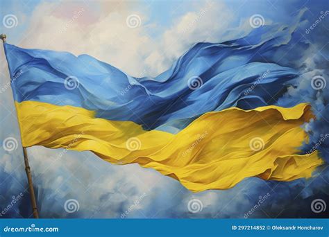 Flag Of Ukraine Waving In The Wind 3d Rendering Image Stock