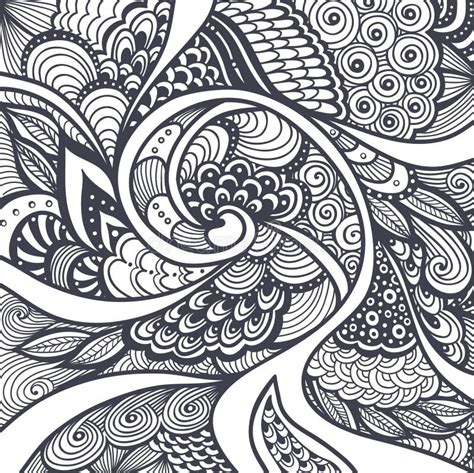 Abstract Pattern In Zen Tangle Zen Doodle Style Black On White Stock