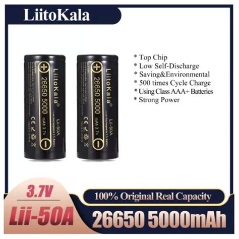 LiitoKala Lii 50A 26650 5000mAh Battery 3 7V Li Ion Rechargeable