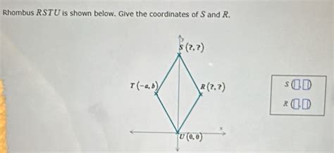 Solved Rhombus RSTU Is Shown Below Give The Coordinates Of S And R S