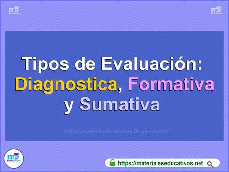 Tipos De Evaluaci N Diagnostica Formativa Y Sumativa Materiales