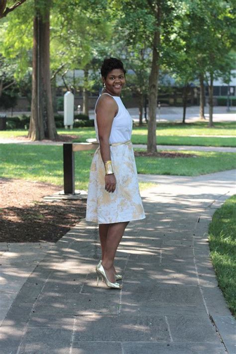 Gold And White Dress With Zipper Details Using M7162 For The Top White