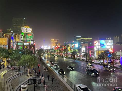 Las Vegas Nevada Night Lights Street Cars Scene Las Vegas Blvd View