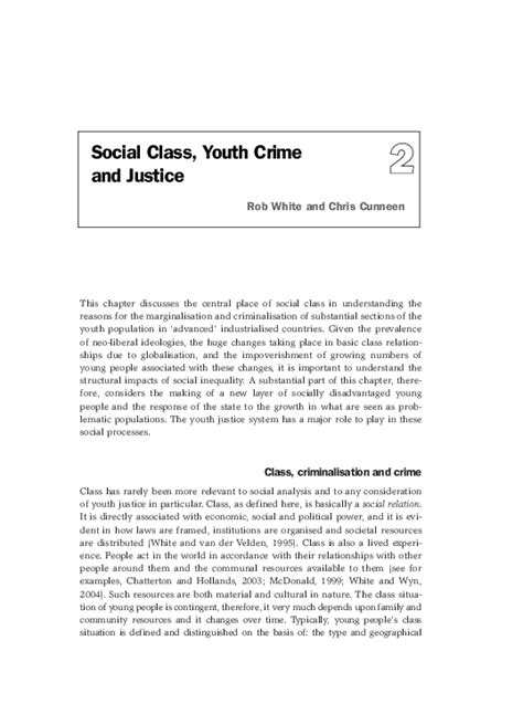 Pdf White R And Cunneen C 2006 ‘social Class Youth Crime And Juvenile Justice In B