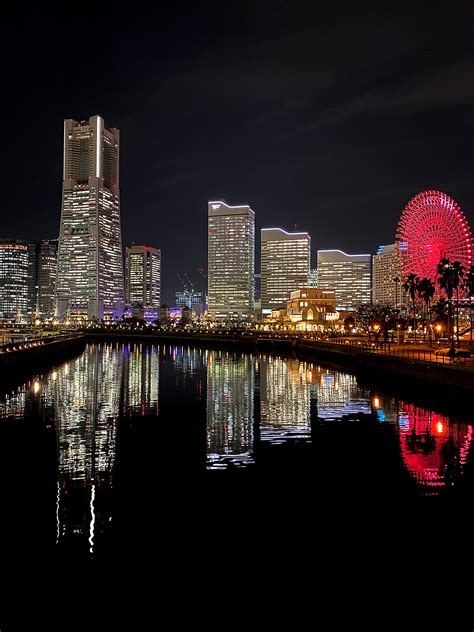 横浜の代表的な夜景の無料写真素材 フリー