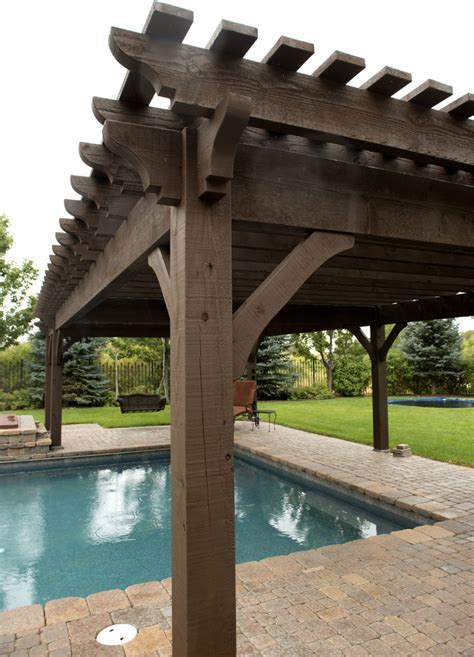 Poolside Pergola Rustic Patio By Western Timber Frame Houzz