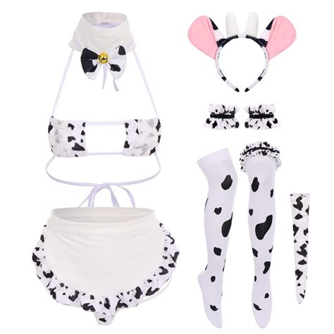 Buy Fymnsiwomen Sexy Milk Cow Lingerie Set Anime Maid Cosplay Costume