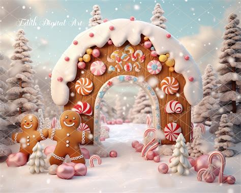 Christmas Digital Backgrounds Christmas Digital Backdrops Gingerbread