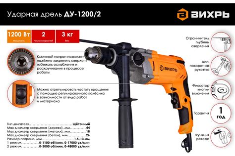 Ударная дрель Вихрь ДУ-1200/2 72/8/9 - выгодная цена, отзывы ...