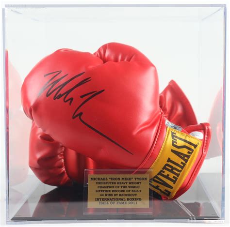 Mike Tyson Signed Everlast Boxing Glove Set And Display Case Jsa