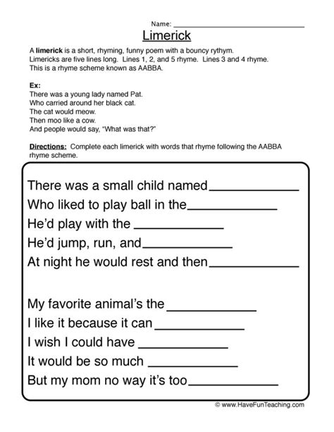 Free Printable Poetry Worksheets 159 Lyana Worksheets