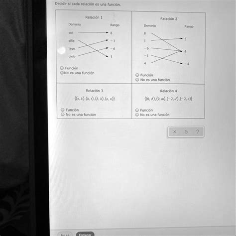 Solved Ayúdenme A Decidir Si Cada Relación Es Una Función Decidlr 5 Cada Relación E5 Una