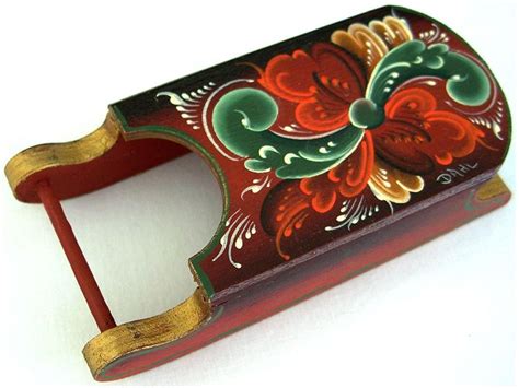 Christmas Mini Sled 352c Scandinavian Folk Art Painted Christmas