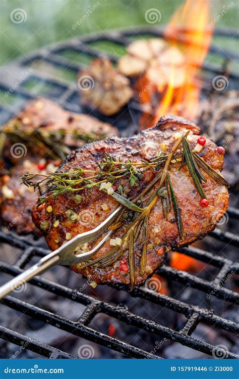 Grilled Pork Neck Pork Steak With The Addition Of Herbs And Spices Ona