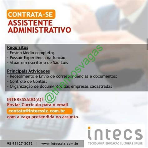 Assistente Administrativo 01 Vagas São Luís Ma Themos Vagas