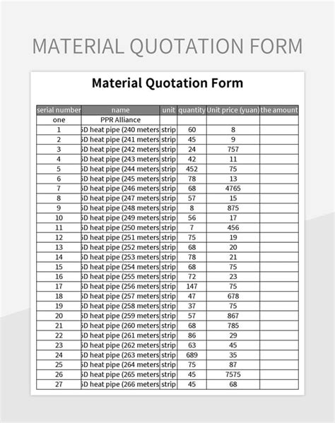 Material Quotation Form Excel Template And Google Sheets File For Free