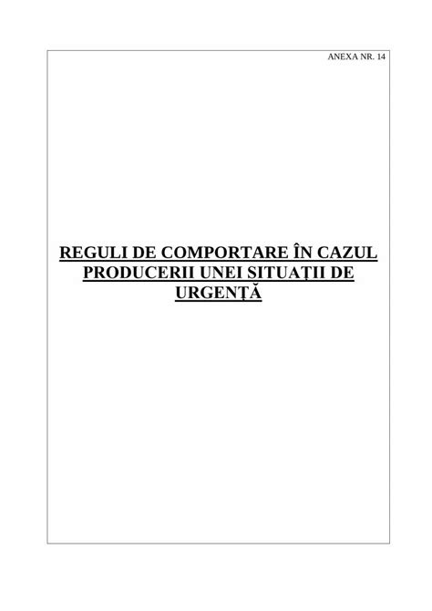 Pdf Reguli De Comportare N Cazul Producerii Unei Situa Ii De Pdf