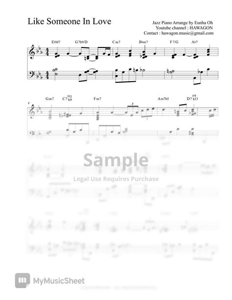 Jazz Standard Like Someone In Love Jazz Piano Sheets By Hawagon