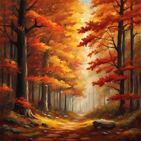 Premium Photo | Autumn forest painting