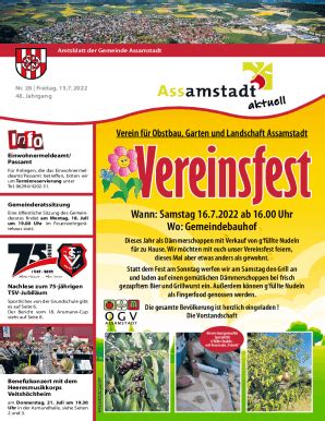 Ausf Llbar Online Amtsblatt Der Gemeinde Assamstadt Fax Email Drucken