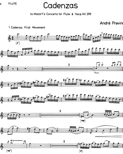 Cadenzas To Mozart S Concerto For Flute And Harp Kv 299 [solo] Harp Sheet Music By André Previn