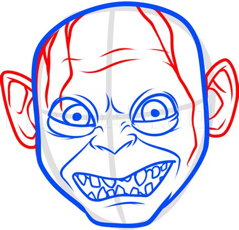 Drawing Printout: How to Draw Gollum Easy Guided Drawing, Drawing Tips, Gollum Smeagol, Coloring ...