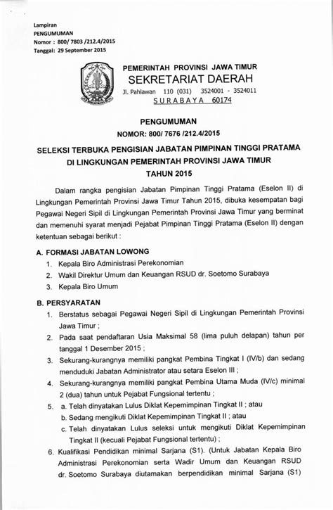 PDF Bkd Jatimprov Go Idbkd Jatimprov Go Id Cpns Surat Pengumuman