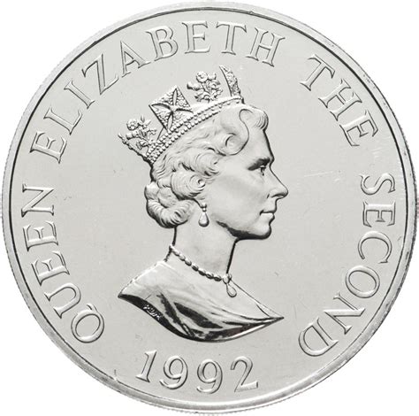 Монета олдерни 2 фунта (pounds) 1992 40 лет правлению Королевы ...