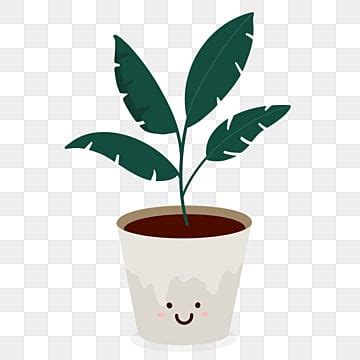 Small Pot White Transparent Cute Cartoon Hand Drawn Green Plant Small