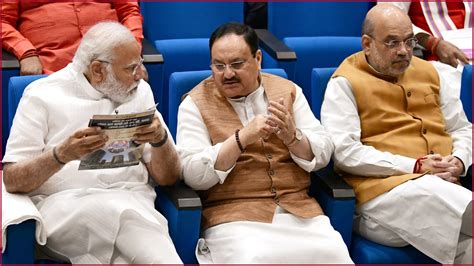 Amit Shah JP Nadda Meet PM Modi In Parliament Sources