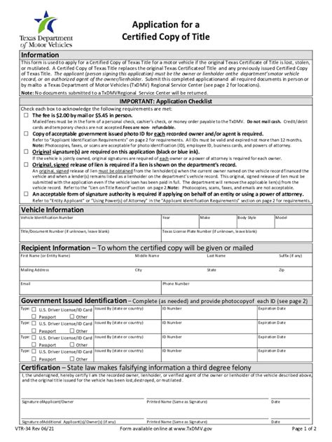 2021-2025 Form TX DMV VTR-34 Fill Online, Printable, Fillable, Blank ...