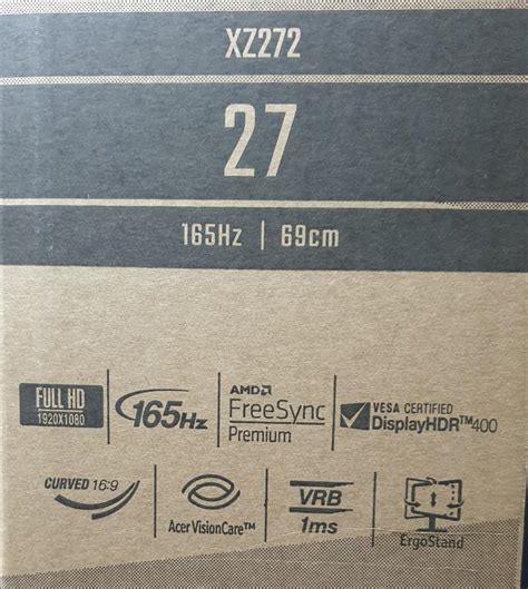 Acer Nitro XZ272 Vbmiiphx (Curved), Computers & Tech, Parts ...