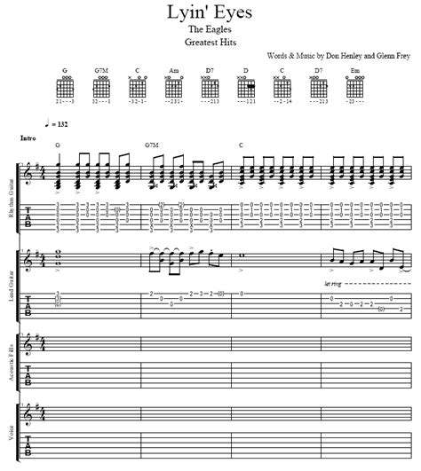 Lyin Eyes By Eagles Guitar Sheet Music Free Free Guitar Sheet Music Tabs Chords Lyrics Scores