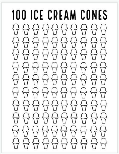 100 Ice Cream Cones Fill In Chart Etsy Royal Icing Templates Royal