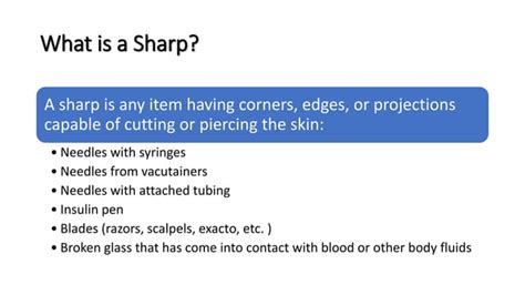 The Safe Handling And Disposal Of Sharps Pptx