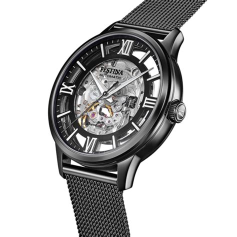 Reloj De Hombre Festina Automatic Skeleton F Con Esfera Negra