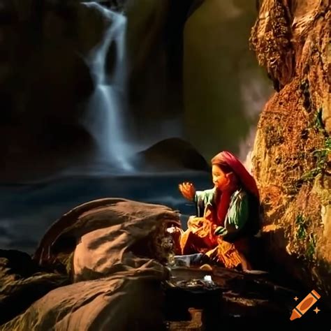 Nepali People Enjoying Tea By The Riverside On Craiyon