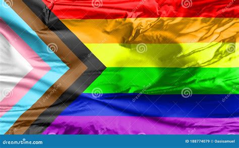 LGBT Rainbow Flag with Inclusion and Progression Colors. Stock Image ...