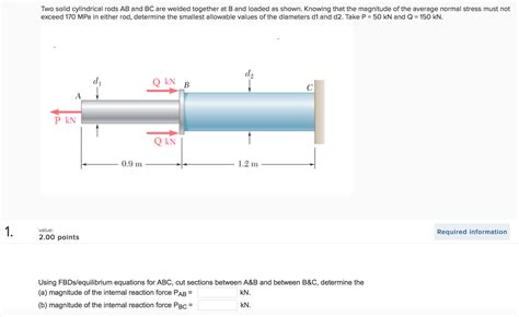 Solved Two Solid Cylindrical Rods Ab And Bc Are Welded Chegg