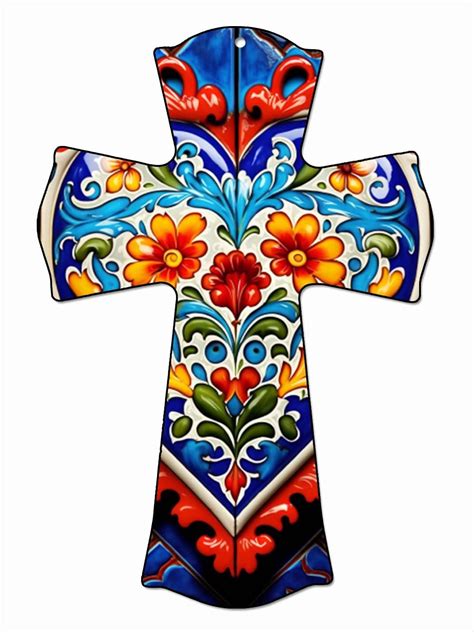 Amazon CALUOHO Rustic Wall Cross Hand Painted Flower Wood Cross