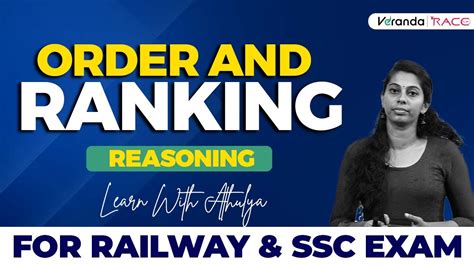 ORDER AND RANKING PART 1 RAILWAY SSC REASONING BY ATHULYA