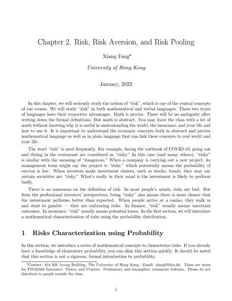 Chapter 2 Lecture Notes Chapter 2 Risk Risk Aversion And Risk