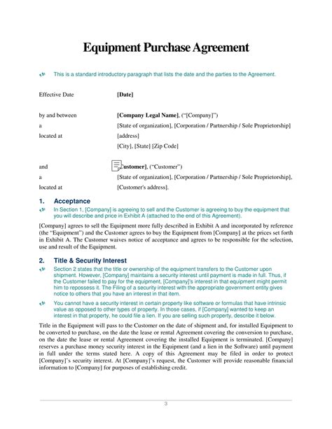 Equipment Purchase Agreement Examples Pdf Examples