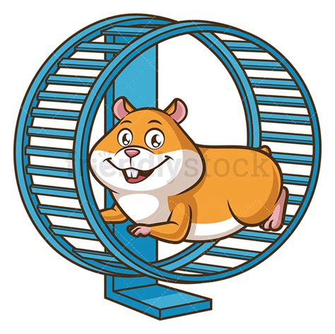 Hamster Running On Wheel Cartoon Clipart Vector - FriendlyStock