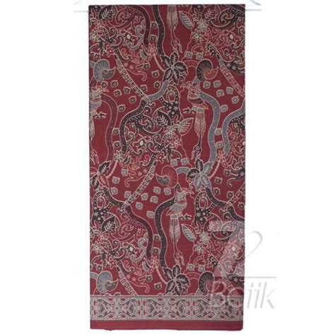 Jual Kain Batik Premium Bahan Katun Motif Kembang Warna Merah Red Hitam