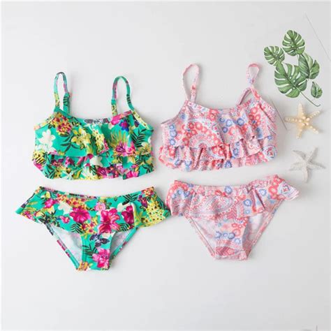 2018 New Summer European and American Style Flowers Bikini Children's ...