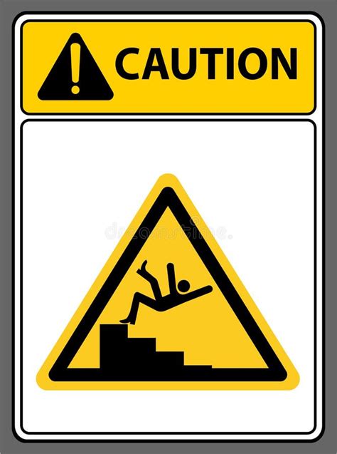 Should Be Careful When Walking Up The Stairs Caution Sign Stock Vector